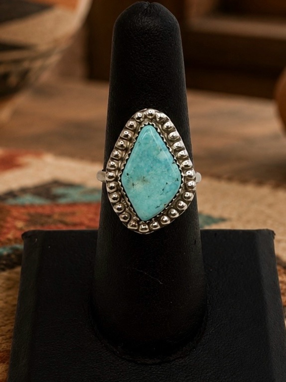 Paul Arviso Navajo Native American Sterling Silver Dry Creek Turquoise Ring 7